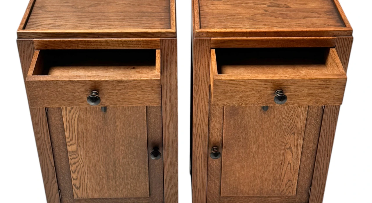 Two Art Deco Amsterdamse School Nightstands or Bedside Tables, 1920s